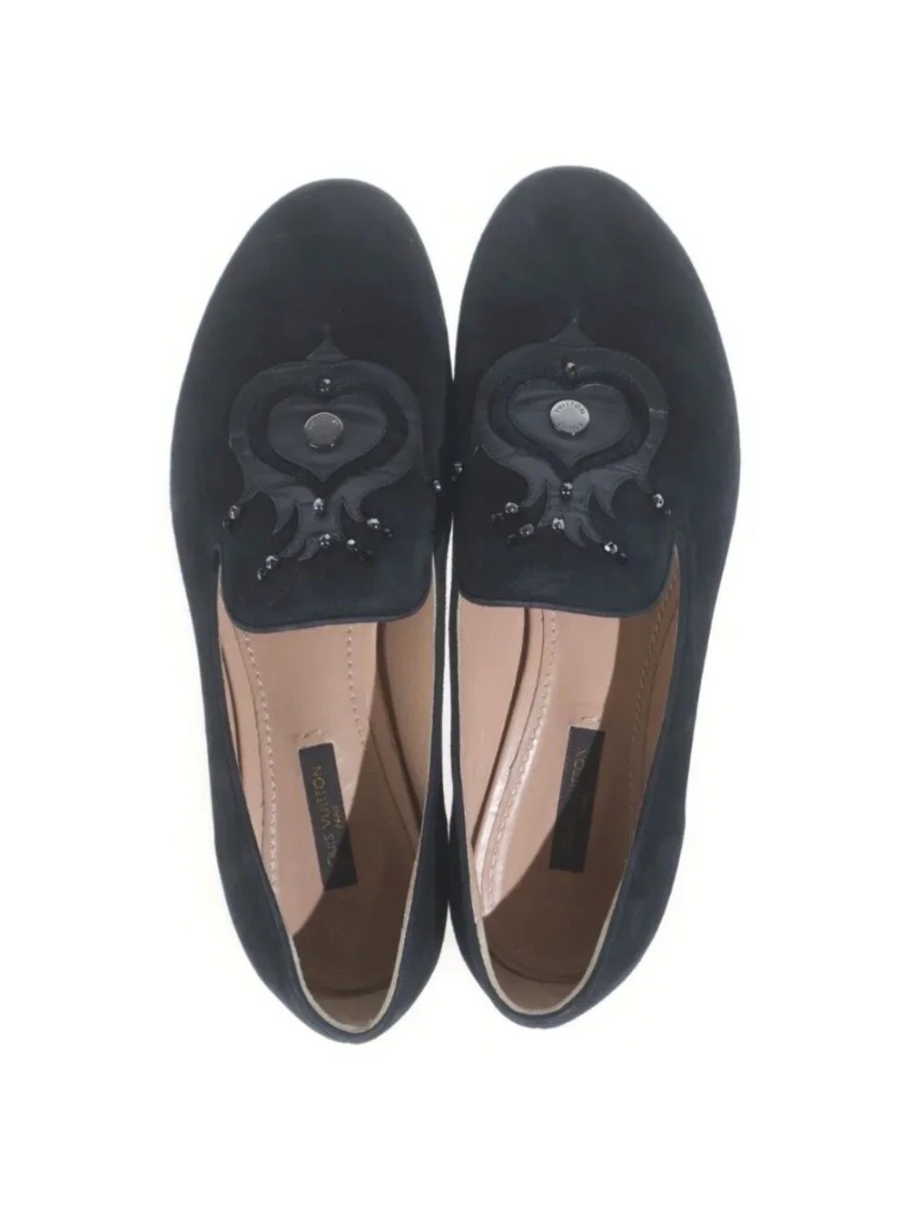 Louis Vuitton Beaded Suede Flat Shoes Pumps Black